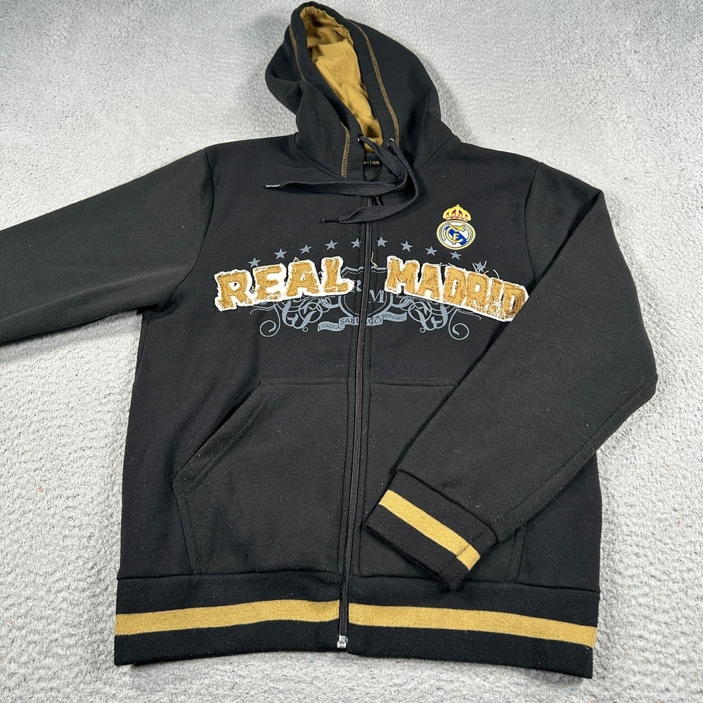 Draps Center Real Madrid Hoodie Mens Small Black‎ Full Zip Jacket Football